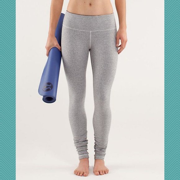 Lululemon Ghost Herringbone Luon Mid Rise Wunder Under Pants - Picture 1 of 6